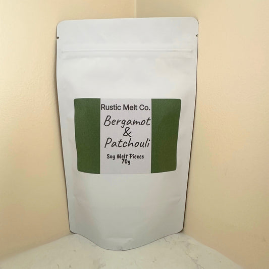 Bergamot Patchouli handmade soy wax melts 70g resealable pouch