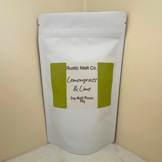 Lemongrass & Lime handmade soy wax melts 70g resealable pouch