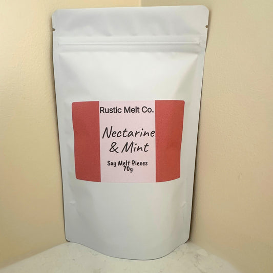 Nectarine Mint handmade soy wax melts 70g resealable pouch