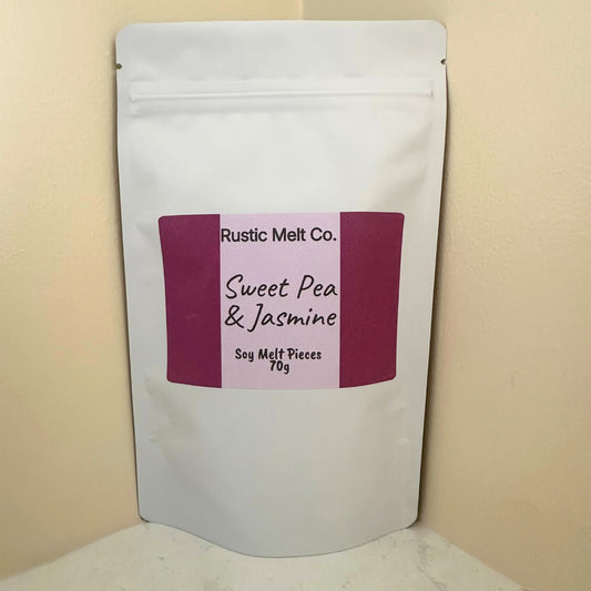 Sweet Pea & Jasmine handmade soy wax melts 70g resealable pouch