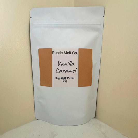 Vanilla Caramel handmade soy wax melts 70g resealable pouch